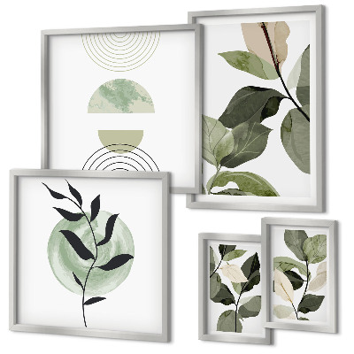 Ensemble de 5 tableaux Motifs végétaux scandinaves