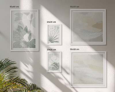 Lot de tableaux encadrés Motifs végétaux gris et blancs