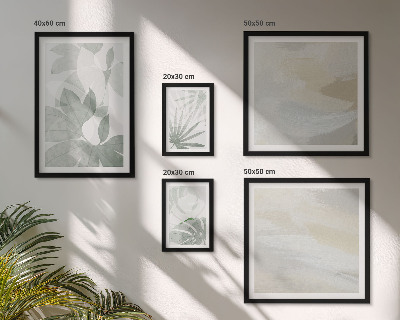 Lot de tableaux encadrés Motifs végétaux gris et blancs