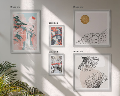 Ensemble de 5 tableaux Paysages de cascades au Japon