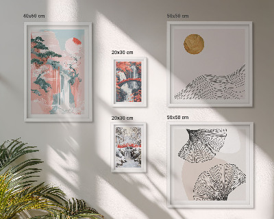 Ensemble de 5 tableaux Paysages de cascades au Japon