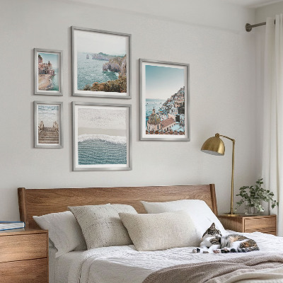 Ensemble de 5 tableaux Paysages d'une ville balnéaire