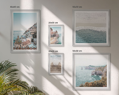 Ensemble de 5 tableaux Paysages d'une ville balnéaire