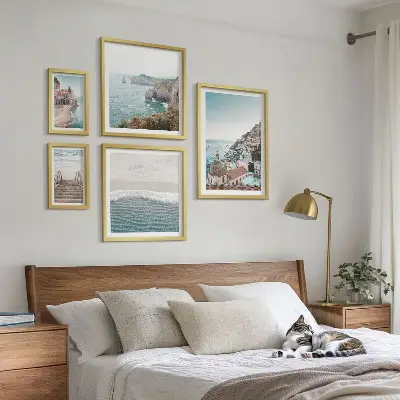 Paysages d'une ville balnéaire ensemble de 5 tableaux