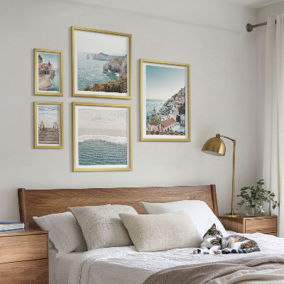 Ensemble de 5 tableaux Paysages d'une ville balnéaire