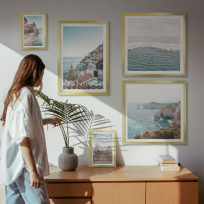 Ensemble de 5 tableaux Paysages d'une ville balnéaire