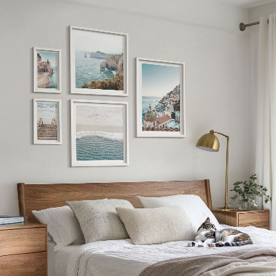 Ensemble de 5 tableaux Paysages d'une ville balnéaire