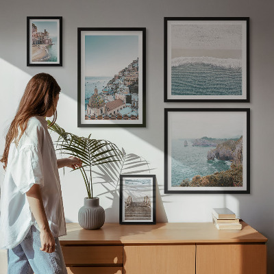 Ensemble de 5 tableaux Paysages d'une ville balnéaire