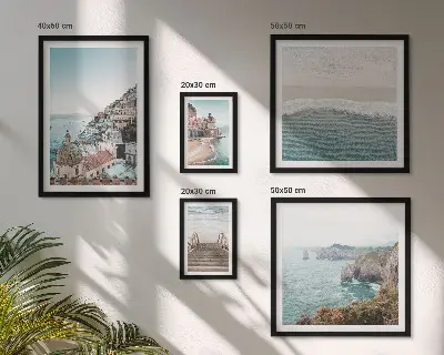 Paysages d'une ville balnéaire ensemble de 5 tableaux