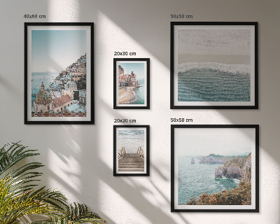 Ensemble de 5 tableaux Paysages d'une ville balnéaire
