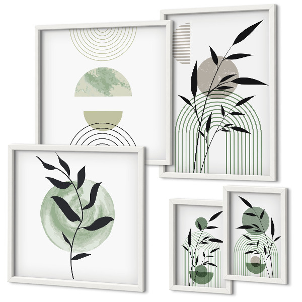 Ensemble de 5 tableaux Graphismes végétaux stylés