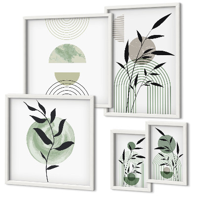 Ensemble de 5 tableaux Graphismes végétaux stylés