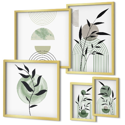 Ensemble de 5 tableaux Graphismes végétaux stylés