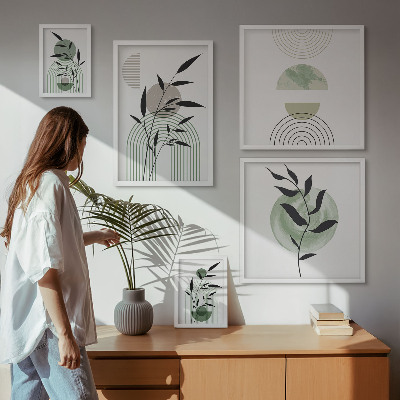 Ensemble de 5 tableaux Graphismes végétaux stylés