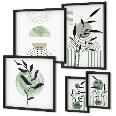 Ensemble de 5 tableaux Graphismes végétaux stylés