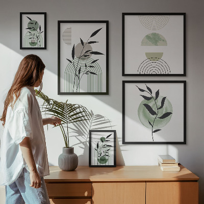 Ensemble de 5 tableaux Graphismes végétaux stylés