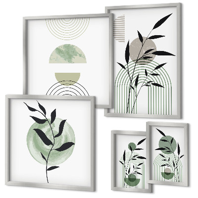 Ensemble de 5 tableaux Graphismes végétaux stylés