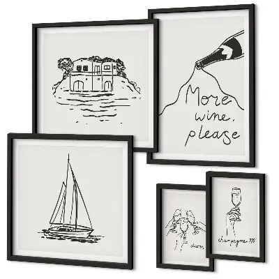 Tableau de décoration murale graphismes élégants sur le thème du vin pour une détente absolue