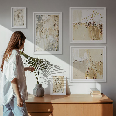 Lot de tableaux encadrés Compositions minimalistes abstraites