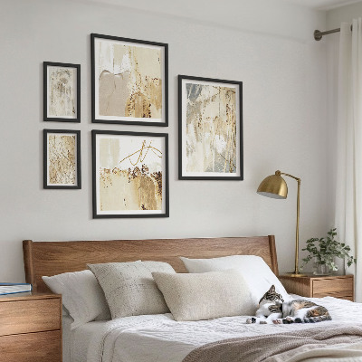 Lot de tableaux encadrés Compositions minimalistes abstraites