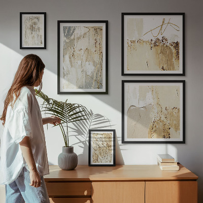 Lot de tableaux encadrés Compositions minimalistes abstraites