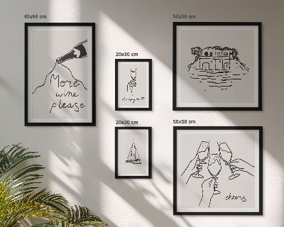 Ensemble de 5 tableaux Illustrations élégantes pour porter un toast au vin