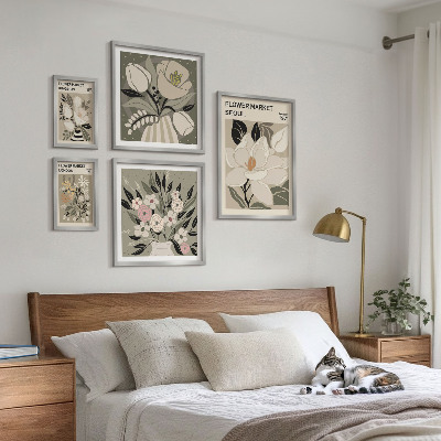Lot de tableaux encadrés Motifs floraux de Londres et de Séoul