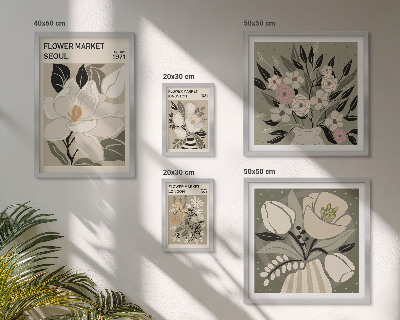 Lot de tableaux encadrés Motifs floraux de Londres et de Séoul