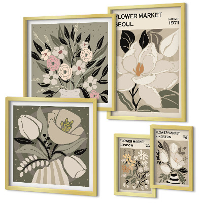 Lot de tableaux encadrés Motifs floraux de Londres et de Séoul