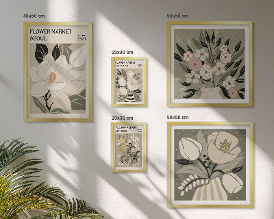Lot de tableaux encadrés Motifs floraux de Londres et de Séoul