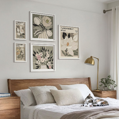 Lot de tableaux encadrés Motifs floraux de Londres et de Séoul