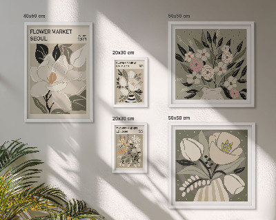 Lot de tableaux encadrés Motifs floraux de Londres et de Séoul