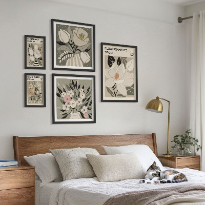 Lot de tableaux encadrés Motifs floraux de Londres et de Séoul