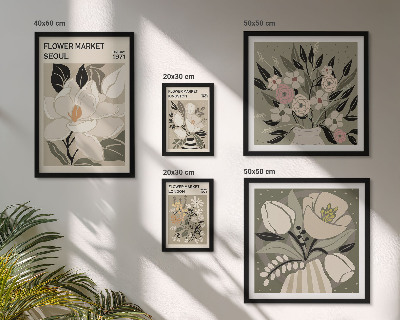Lot de tableaux encadrés Motifs floraux de Londres et de Séoul