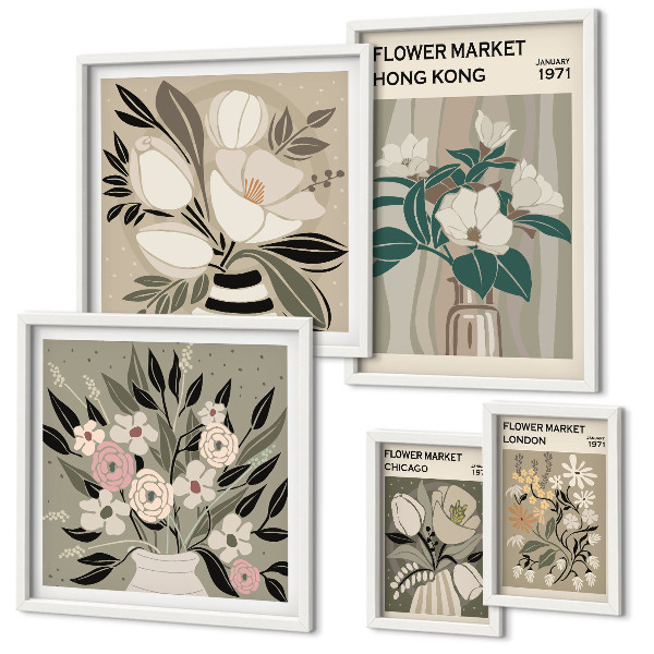 Tableau de décoration murale Marché aux fleurs rétro vintage