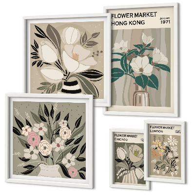Tableau de décoration murale Marché aux fleurs rétro vintage