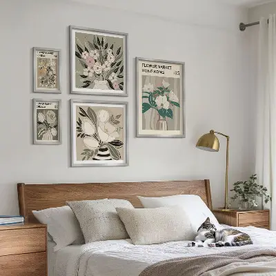 Tableau de décoration murale motif marché aux fleurs rétro vintage