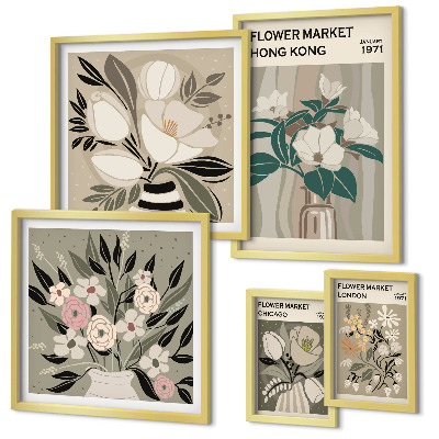 Tableau de décoration murale Marché aux fleurs rétro vintage