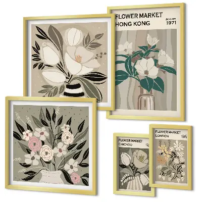 Tableau de décoration murale motif marché aux fleurs rétro vintage