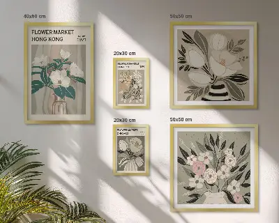 Tableau de décoration murale motif marché aux fleurs rétro vintage