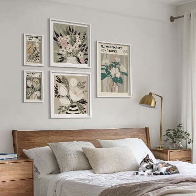 Tableau de décoration murale Marché aux fleurs rétro vintage