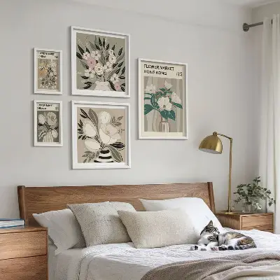 Tableau de décoration murale motif marché aux fleurs rétro vintage