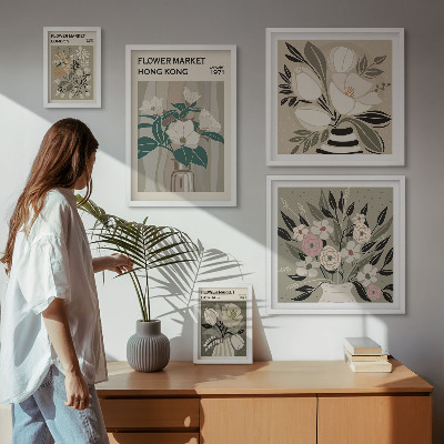 Tableau de décoration murale Marché aux fleurs rétro vintage