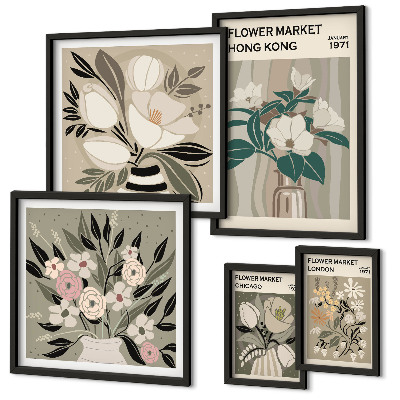 Tableau de décoration murale Marché aux fleurs rétro vintage