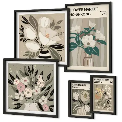 Tableau de décoration murale motif marché aux fleurs rétro vintage