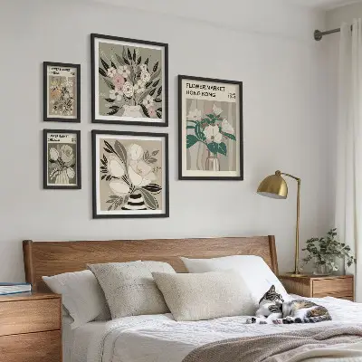 Tableau de décoration murale motif marché aux fleurs rétro vintage