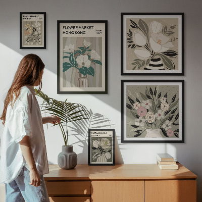 Tableau de décoration murale Marché aux fleurs rétro vintage