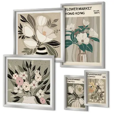 Tableau de décoration murale motif marché aux fleurs rétro vintage