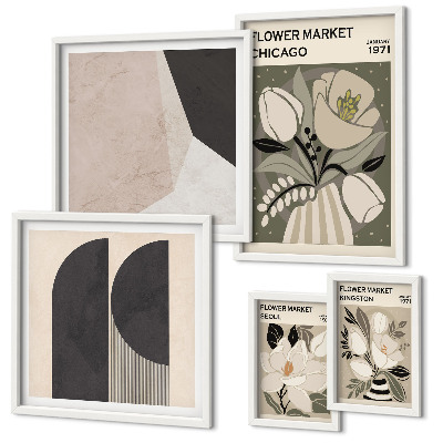 Lot de tableaux encadrés Compositions florales élégantes