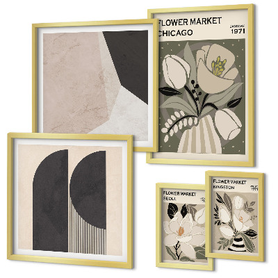 Lot de tableaux encadrés Compositions florales élégantes